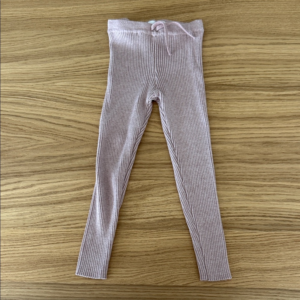 Zara - Pink Ribbed Kids Leggings
